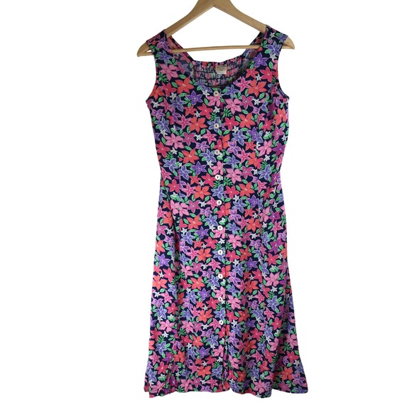 Blair Dresses & Skirts - BLAIR Floral Smocked Button Front Midi Dress Bright Retro Summer Vacation  PS